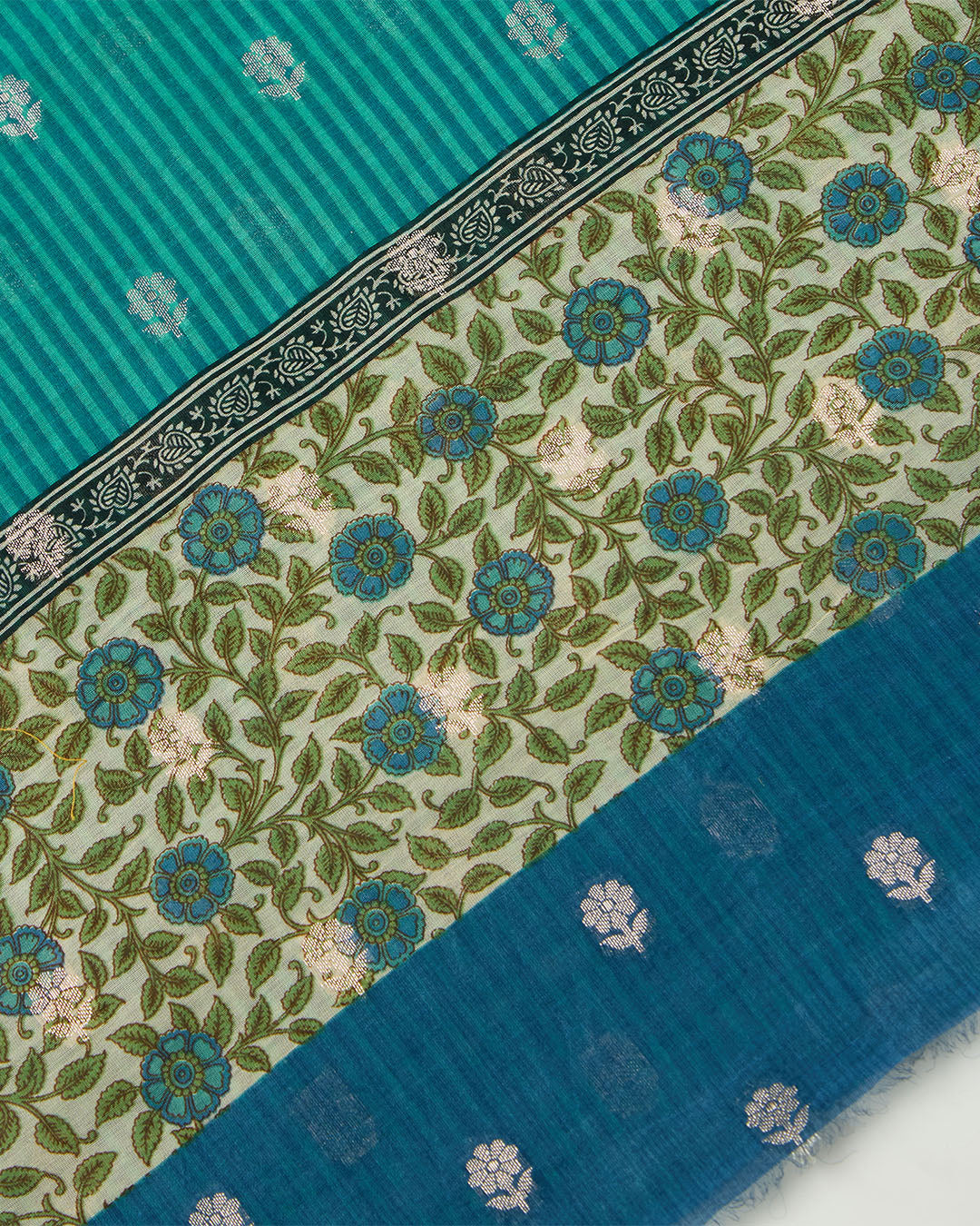 Green Maheshwari Printed Suit with Woven Butti Dupatta