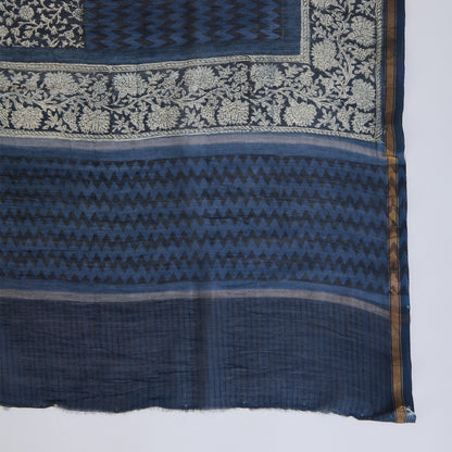 Indigo Blue Maheshwari Printed Kurta with Dupatta