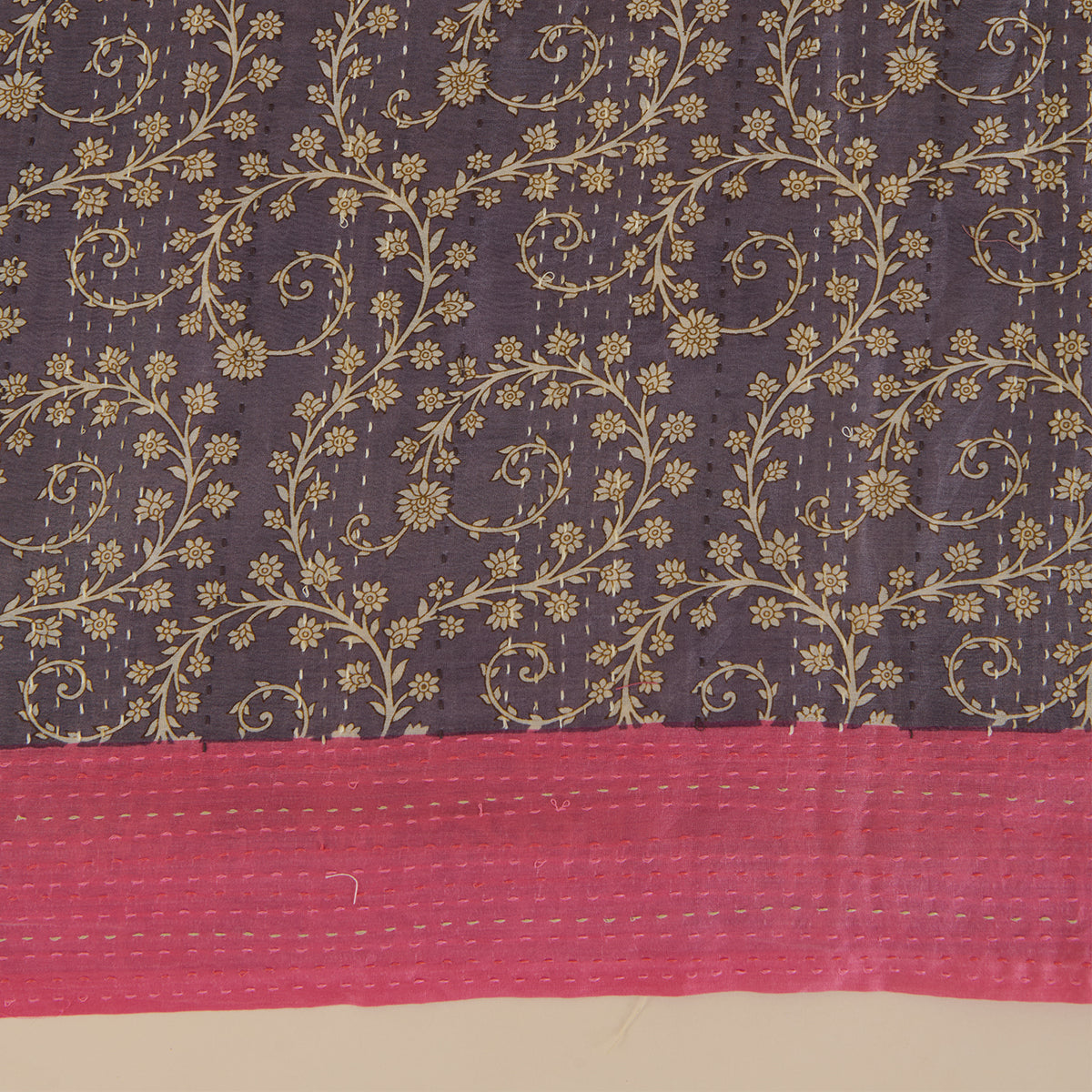 Lilac Matt Maheshwari Printed Kurta with Katha Stitch Embroidered Daman