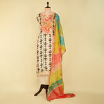 Light Beige Muslin Printed Suit with Cut-Dana Embroidery and Organza Dupatta