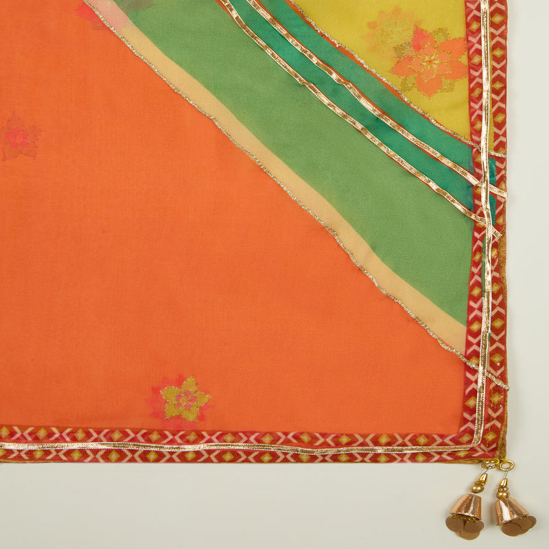 Light Beige Muslin Printed Suit with Cut-Dana Embroidery and Organza Dupatta