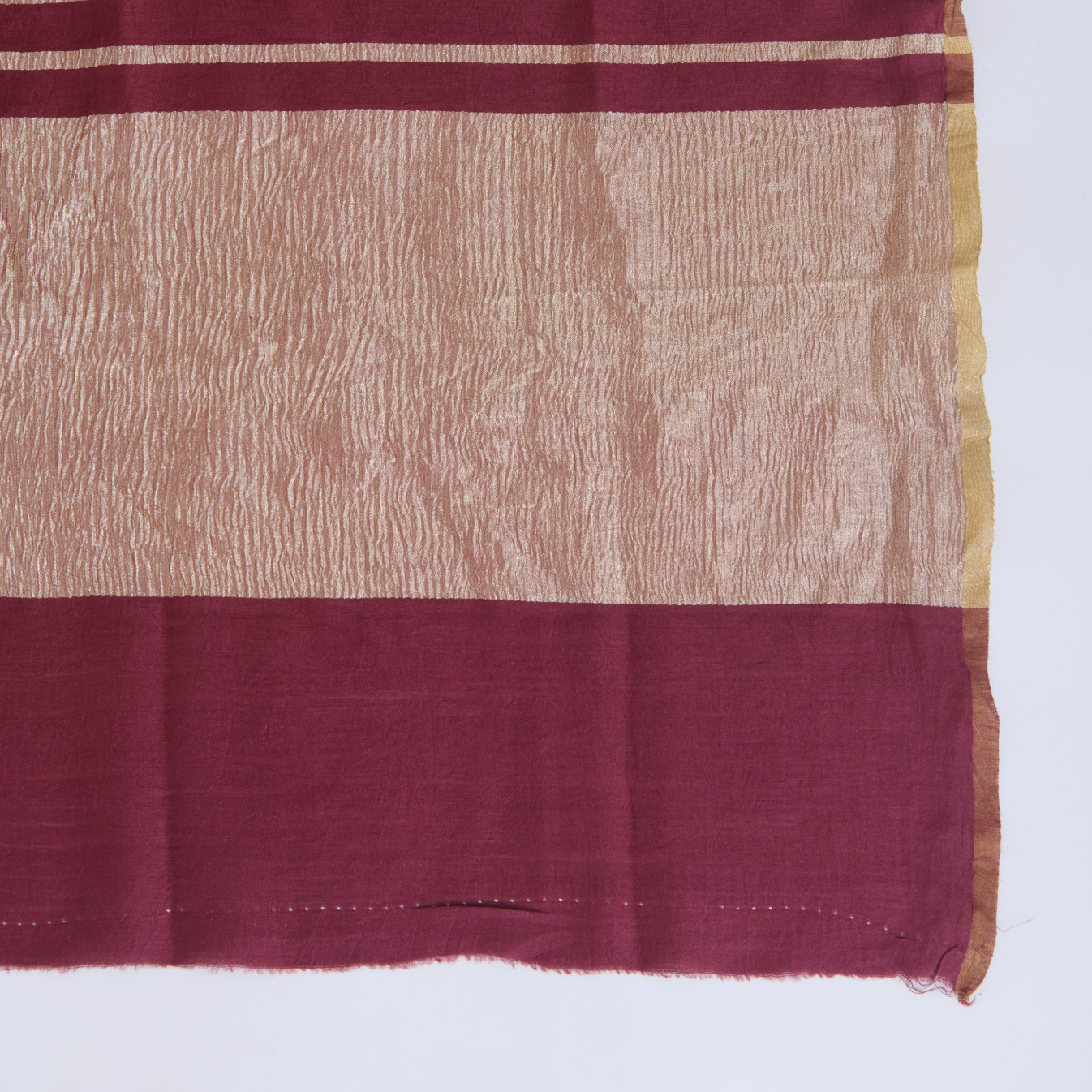 Maroon Muga Tussar Woven Butti Kurta Set with Striped Dupatta