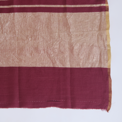 Maroon Muga Tussar Woven Butti Kurta Set with Striped Dupatta