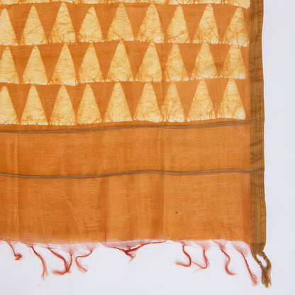 Mustard Maheshwari Batik Printed Kurta with Dupatta