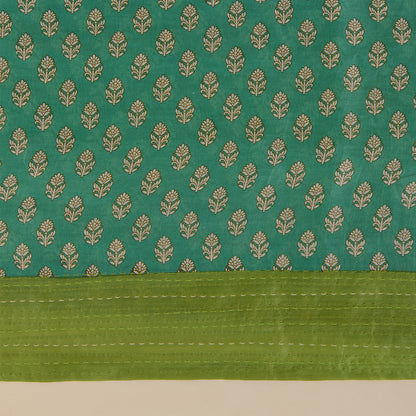 Pista Green Maheshwari Printed Kurta with Katha Stitch Daman