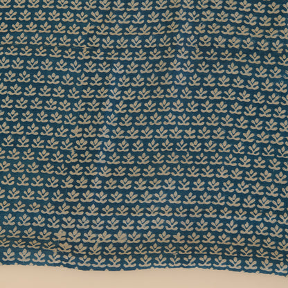 Petrol Blue Muga Silk Printed Kurta Set with Dupatta