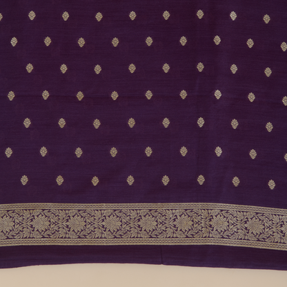 Purple Muga Tussar Woven Butti Kurta with Striped Dupatta