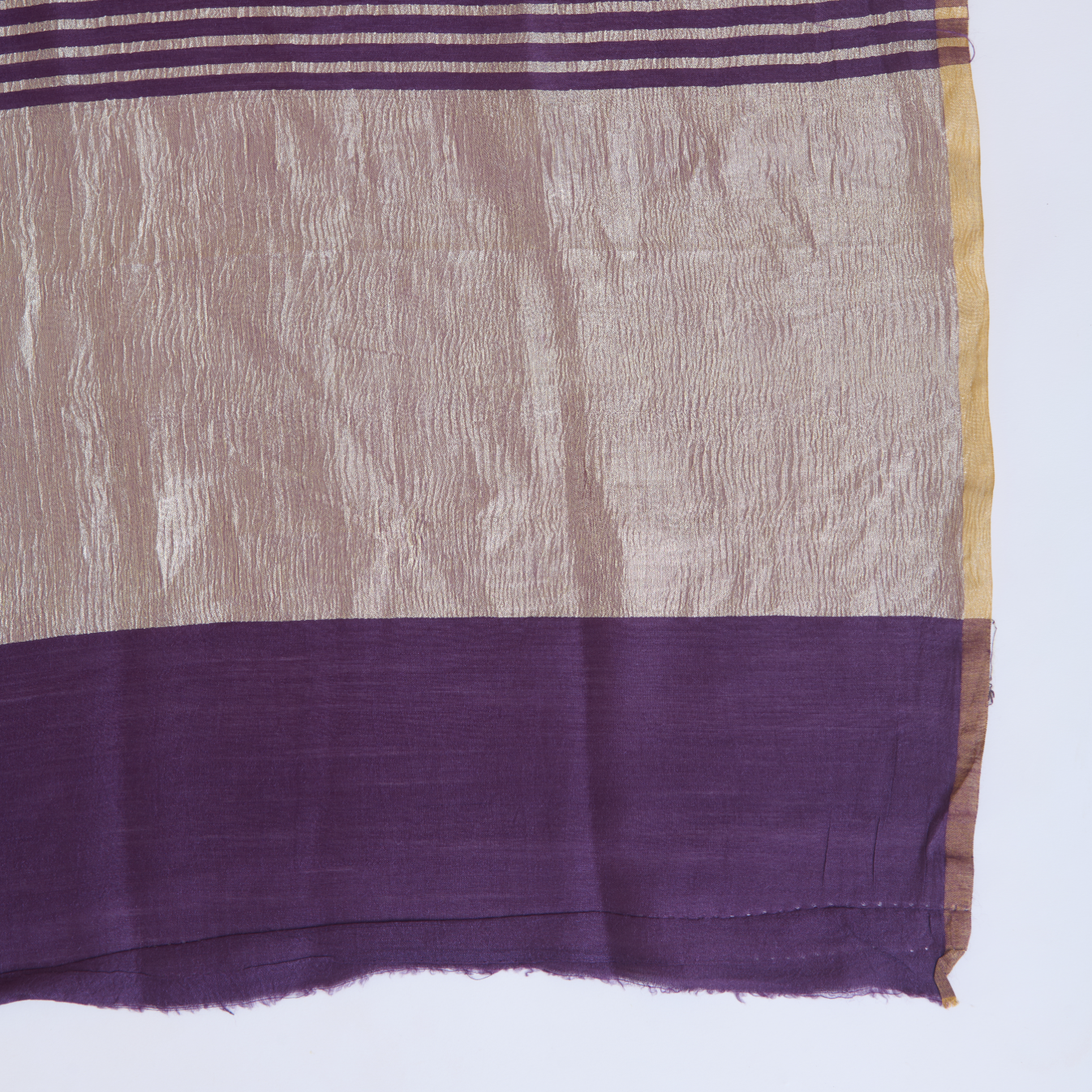 Purple Muga Tussar Woven Butti Kurta with Striped Dupatta
