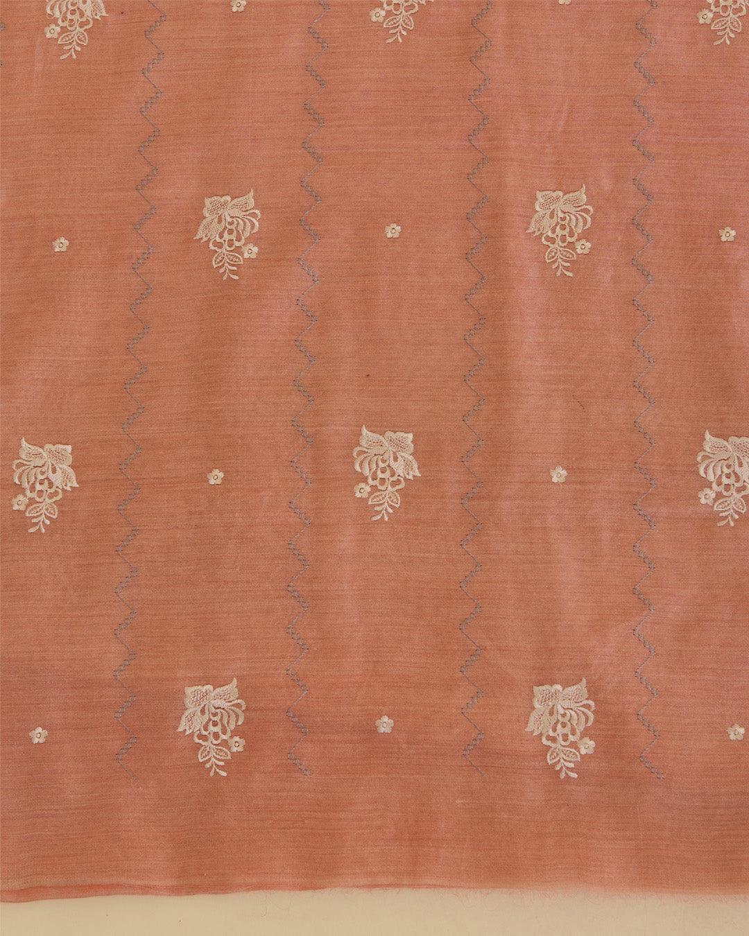 Peach Munga Tussar Silk Kurta Set with Resham Embroidery