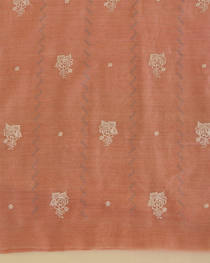 Peach Munga Tussar Silk Kurta Set with Resham Embroidery