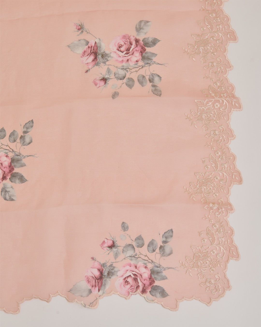 Peach Munga Tussar Silk Kurta Set with Resham Embroidery