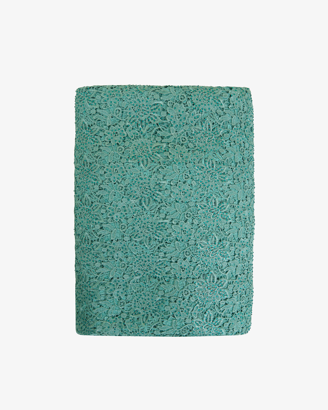 Net Crochet Flower Jaal Fabric - Aqua Green