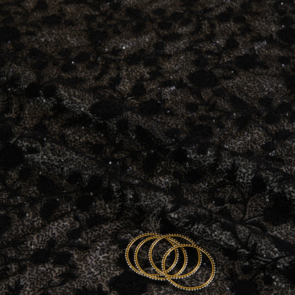 Black Net Resham Sequin Embroidered Jaal