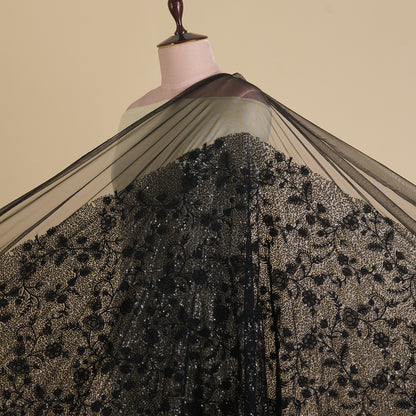 Black Net Resham Sequin Embroidered Jaal