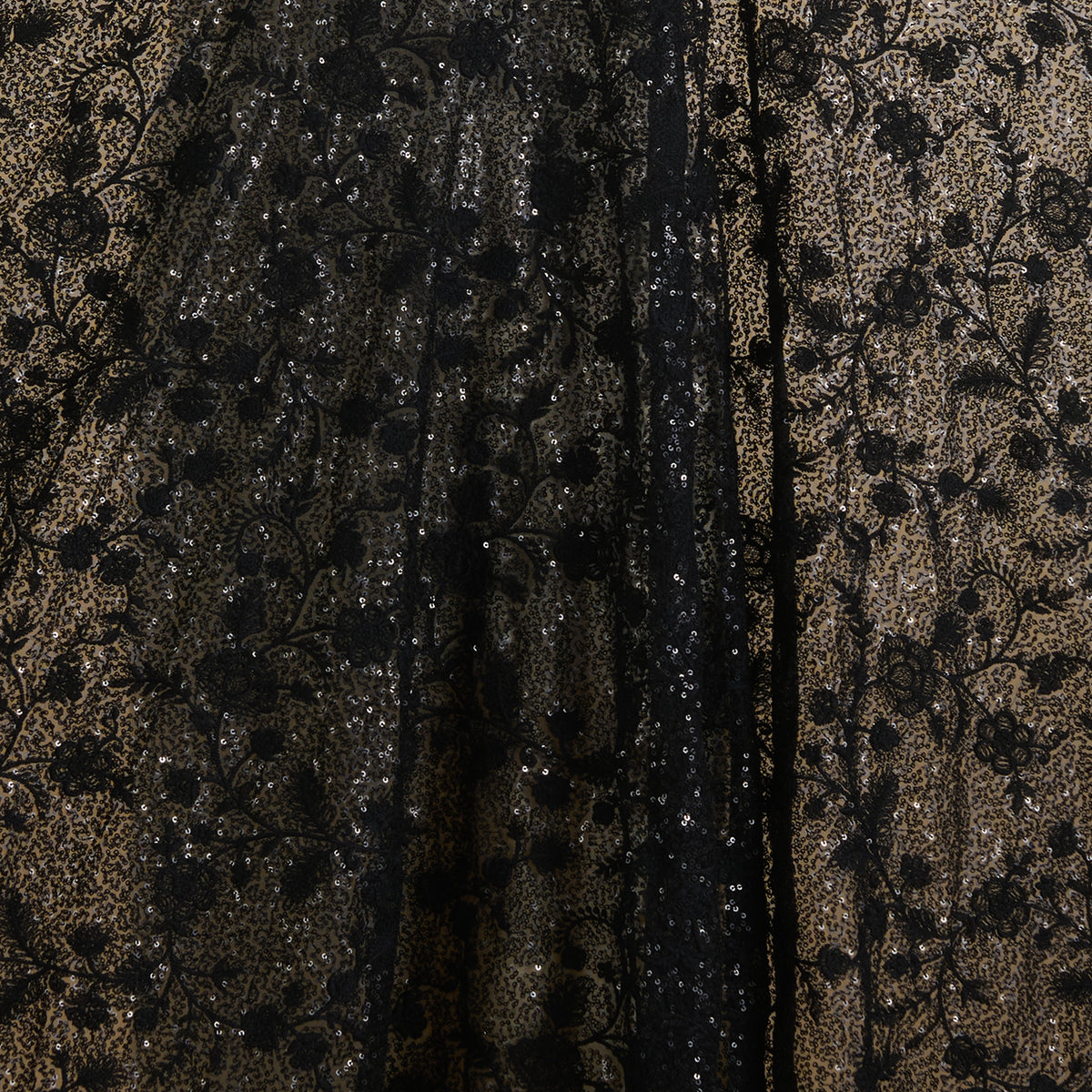Black Net Resham Sequin Embroidered Jaal