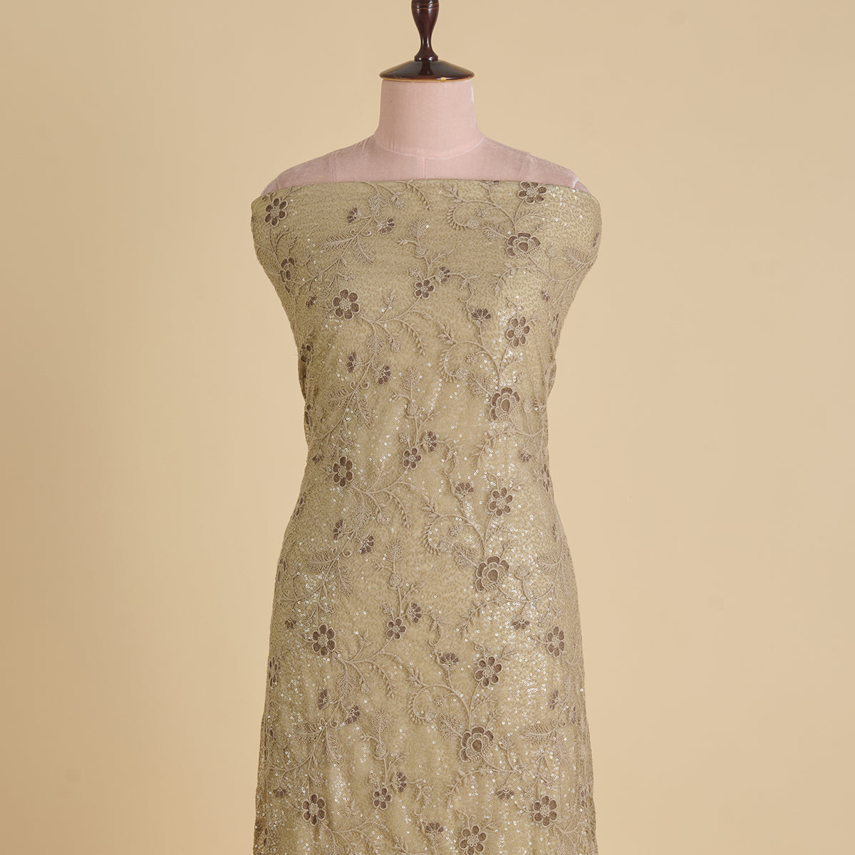 Grey Net Resham Sequin Embroidered Jaal