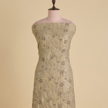 Grey Net Resham Sequin Embroidered Jaal