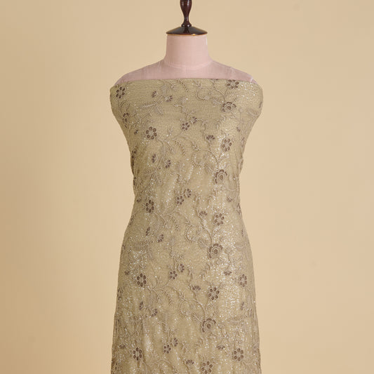 Grey Net Resham Sequin Embroidered Jaal