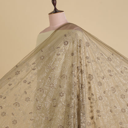 Grey Net Resham Sequin Embroidered Jaal