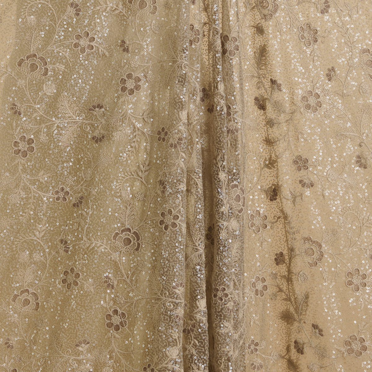 Grey Net Resham Sequin Embroidered Jaal