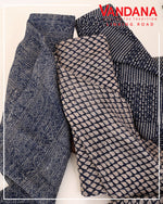 Indigo Blue Beige Noil Organza Printed Buti Fabric