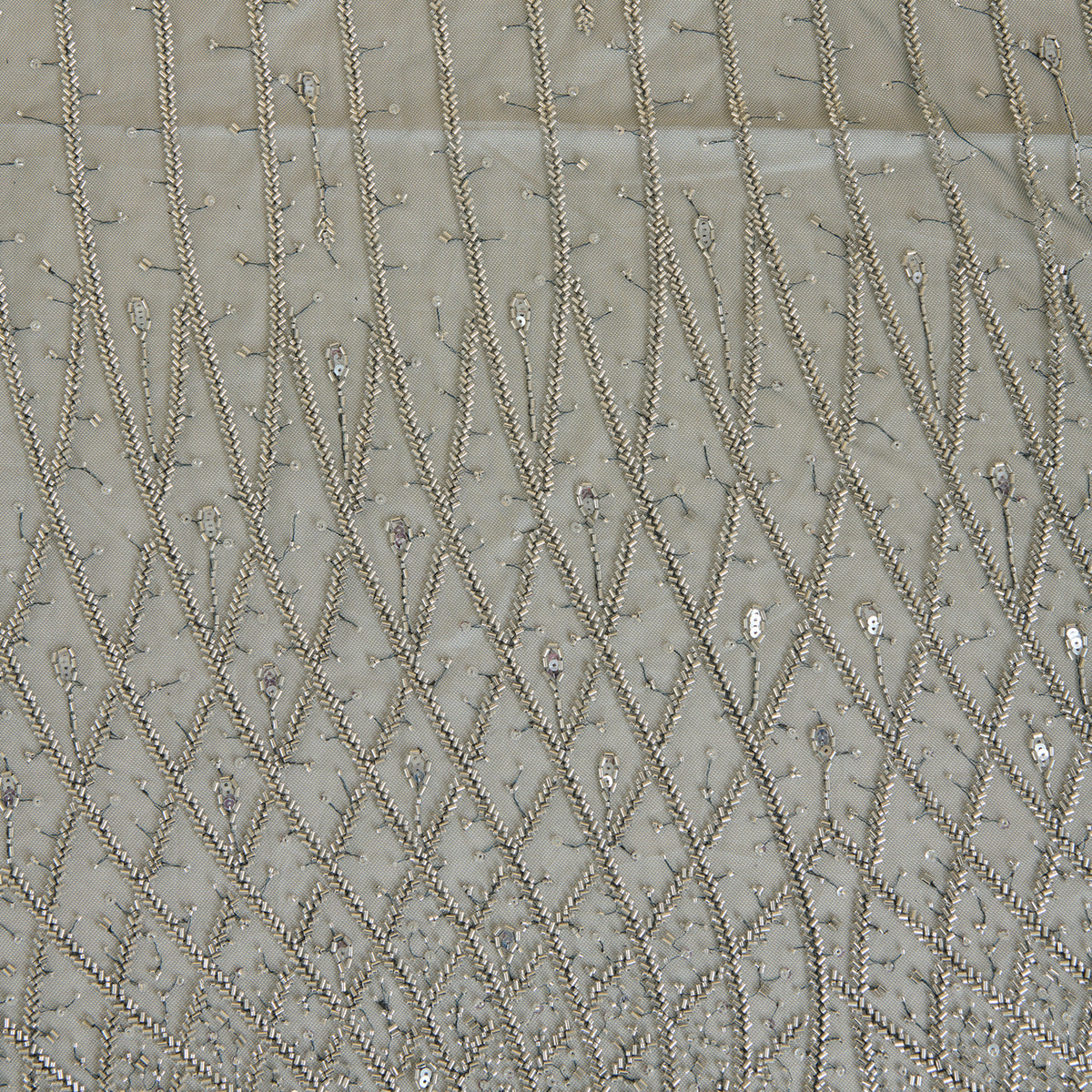 Peacock Green Net Cutdana Sequin Daman Work Fabric
