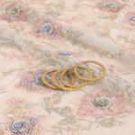 Peach Net Cutdana Pearl Resham 3D Embroidery Jaal Fabric