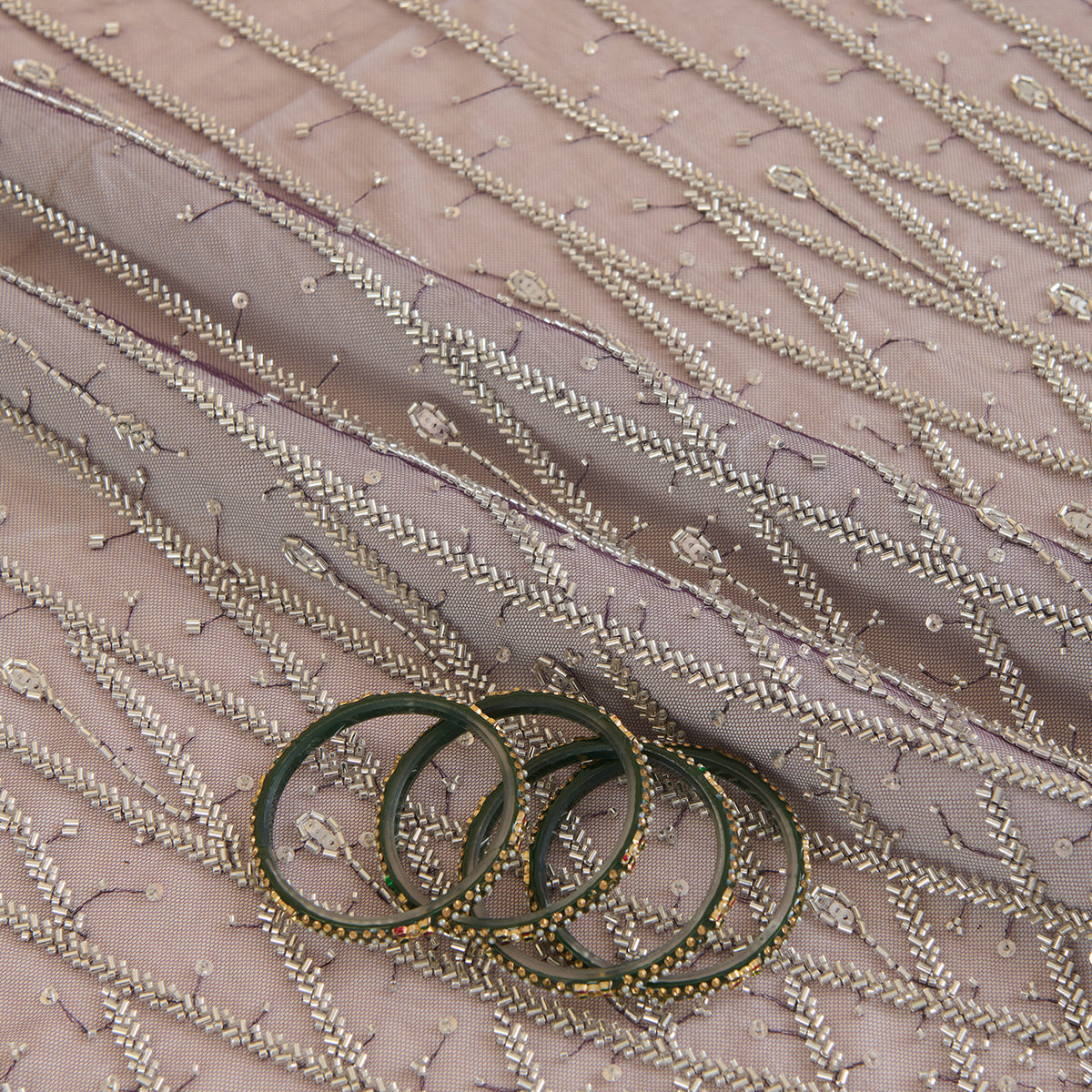 Wine Net Cutdana Sequin Daman Work Fabric