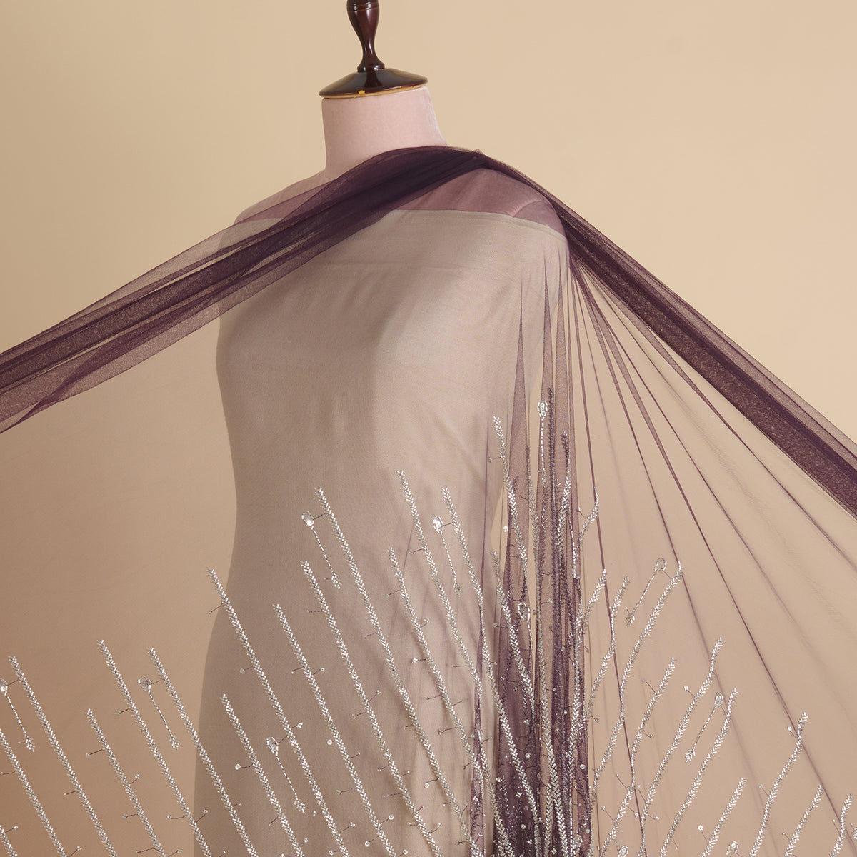 Wine Net Cutdana Sequin Daman Work Fabric