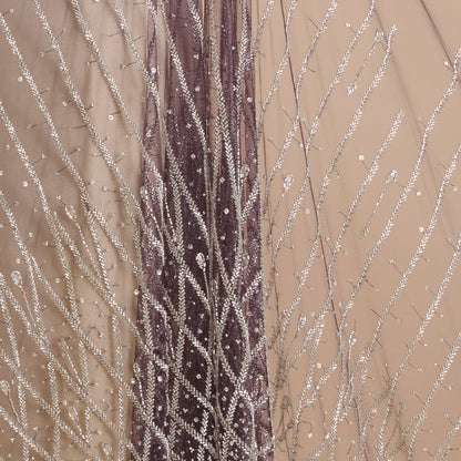 Wine Net Cutdana Sequin Daman Work Fabric