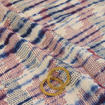 White Blue Batik Printed Fabric with Nokia Thread & Kantha Stitch Embroidery