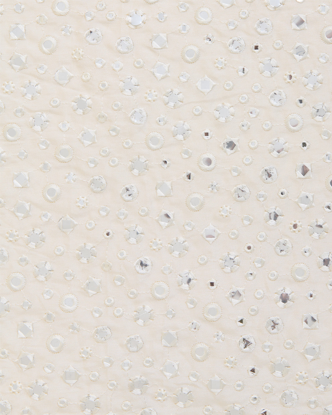 White Nokia Silk Thread Embroidery Mirror Work Fabric