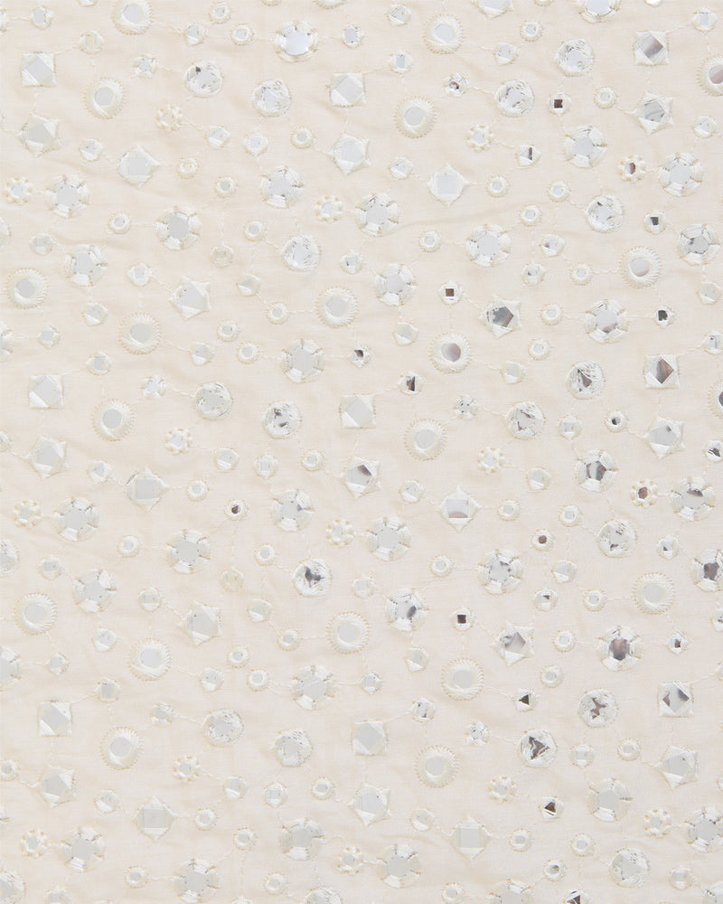 White Nokia Silk Thread Embroidery Mirror Work Fabric