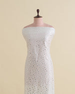 White Nokia Silk Thread Embroidery Mirror Work Fabric