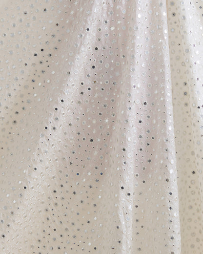 White Nokia Silk Thread Embroidery Mirror Work Fabric