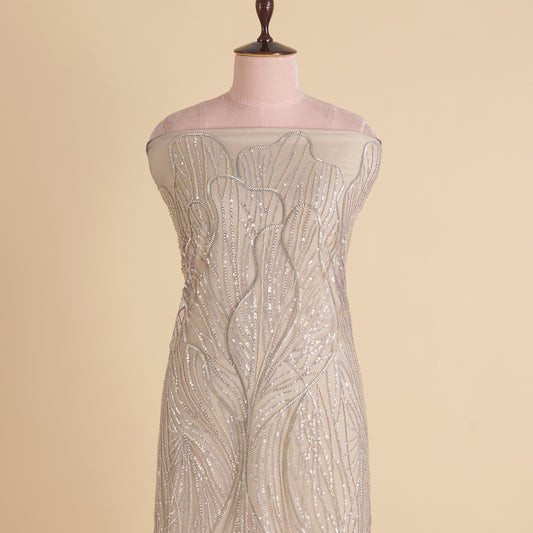 Lilac Net Cutdana Sequin Embroidery Jaal Fabric
