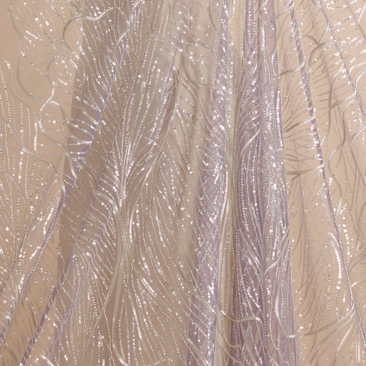 Lilac Net Cutdana Sequin Embroidery Jaal Fabric