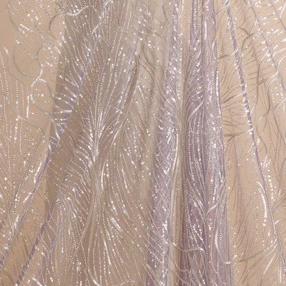 Lilac Net Cutdana Sequin Embroidery Jaal Fabric