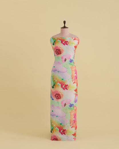 Multicolor Nokia Silk Digital Printed Fabric