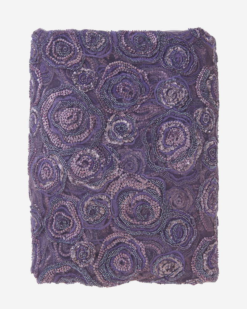 Purple Net Fabric with Sequins & Cut-Dana Jaal