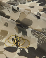 Black Floral Printed Organza Fabric