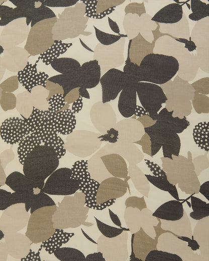 Black Floral Printed Organza Fabric