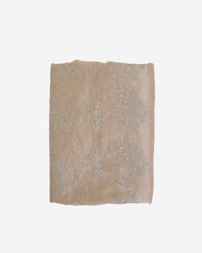 Beige Organza Tissue Kasab Zari & Sequins Buta Fabric