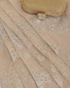 Beige Organza Tissue Kasab Zari & Sequins Buta Fabric