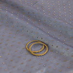 Blue Organza Tissue Polka Dots with Zari Skirt Border Fabric