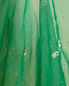 Bottle Green Organza Silk Lucknowi Badla Embroidery Fabric