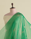 Bottle Green Organza Silk Lucknowi Badla Embroidery Fabric