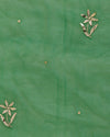 Bottle Green Organza Silk Lucknowi Badla Embroidery Fabric