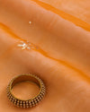 Bright Orange Organza Silk Lucknowi Heavy Badla Embroidery Fabric