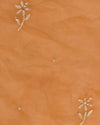 Bright Orange Organza Silk Lucknowi Heavy Badla Embroidery Fabric